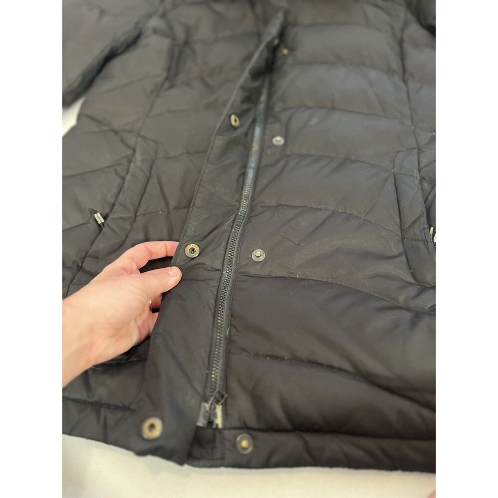 Lands’ End Women’s Black Hooded Down Parka Jacket Size S Small Flaws - Picture 11 of 16
